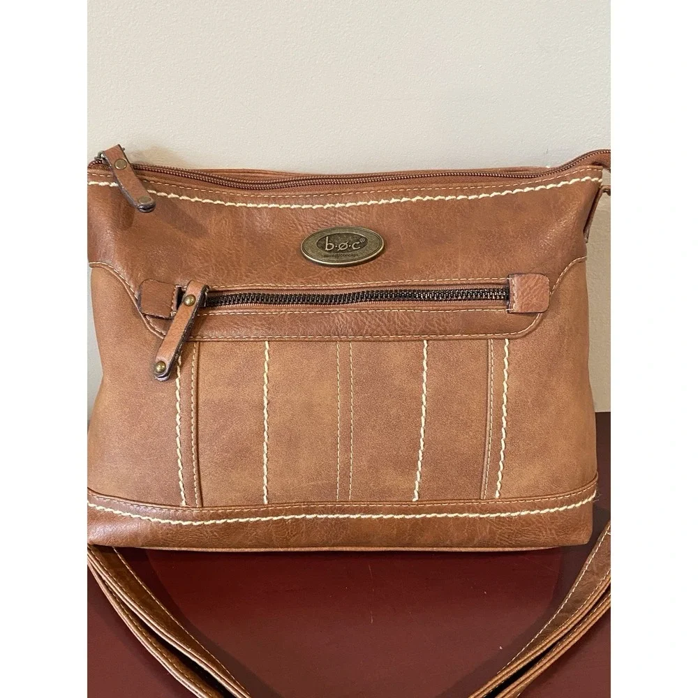 B.O.C Handbag Brown Faux Leather Shoulder Adjustable Strap Crossbody 12x9x3